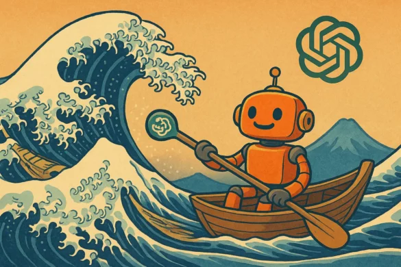 Chat gpt sur une barque au japon