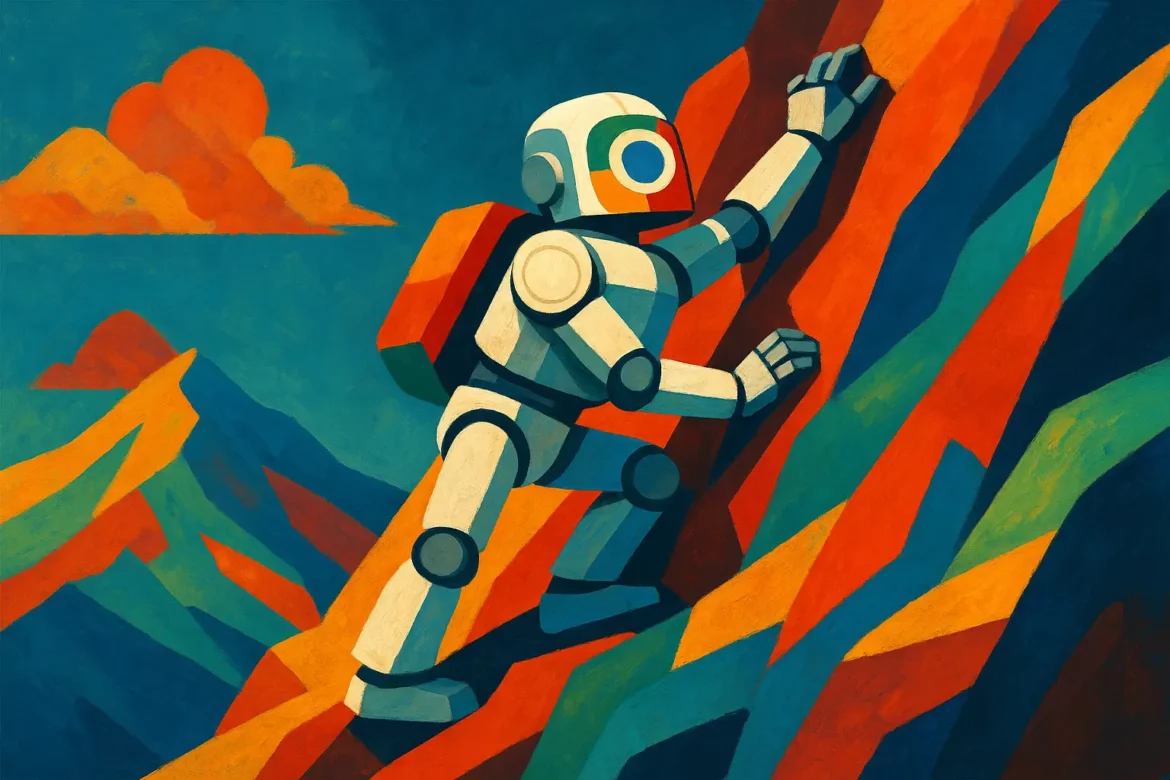 Robot google qui gravit une montagne