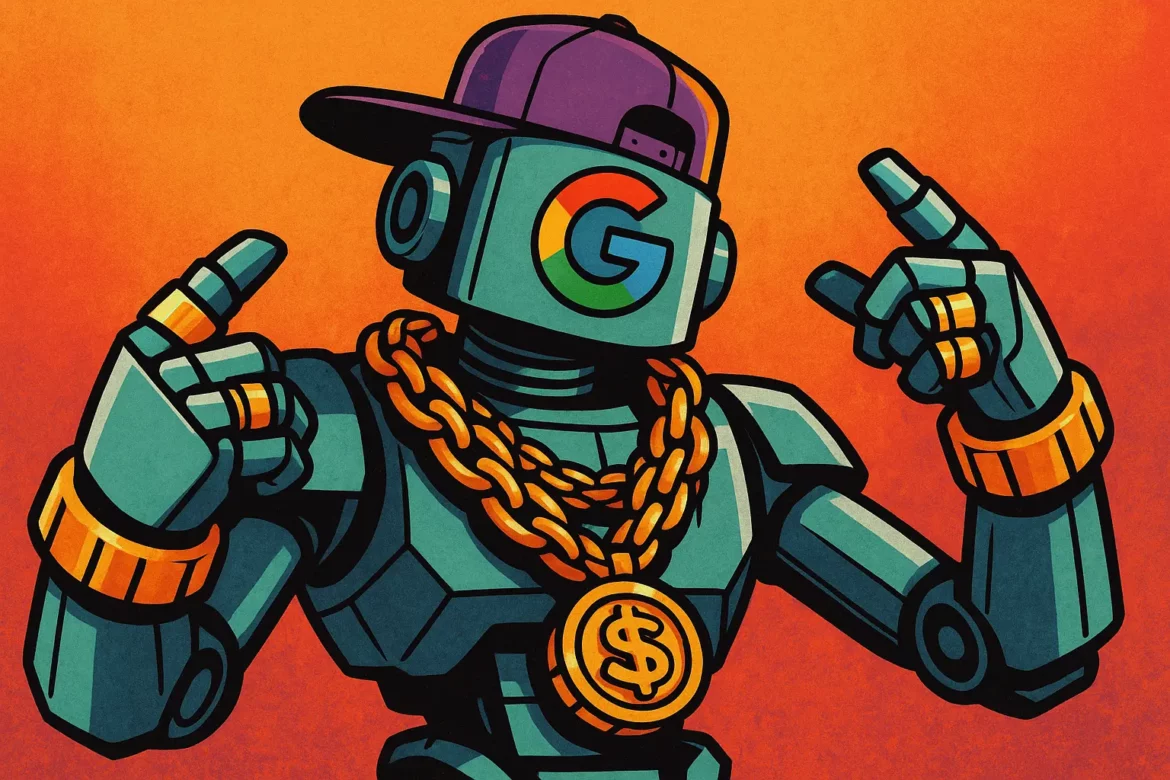 Robot Google avec des chaines en or Robot google avec des chaines en or