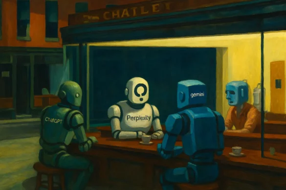 Chat gpt, perplexity et gemibi autour d'un café