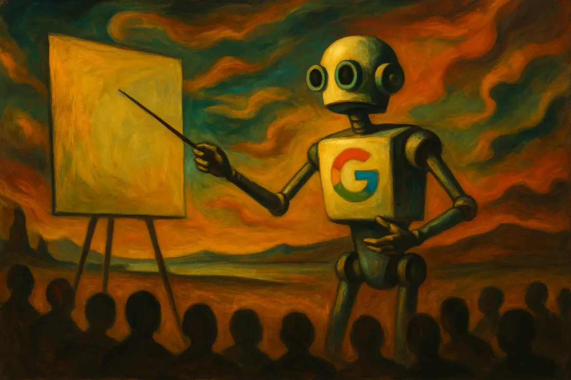 Robot Google qui fait une conférence Robot google qui fait une conférence