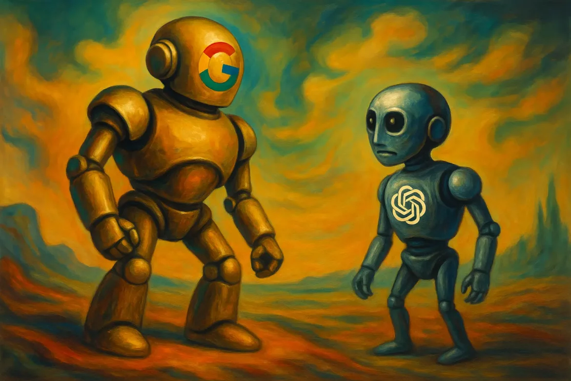 Robot Google vs Robot Open AI Robot google vs robot open ai