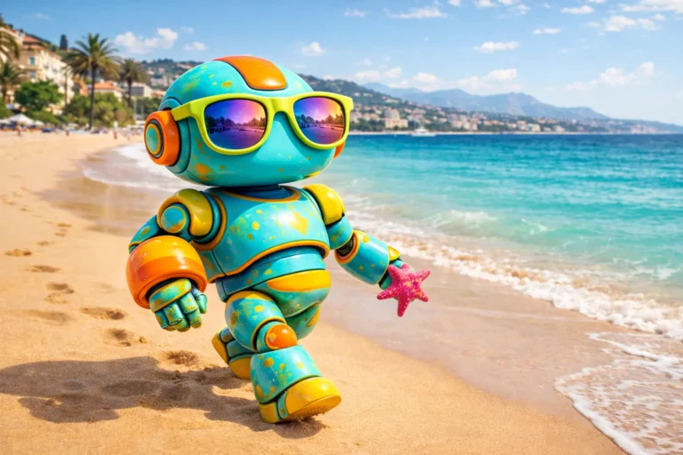 Robot qui marche sur la plage